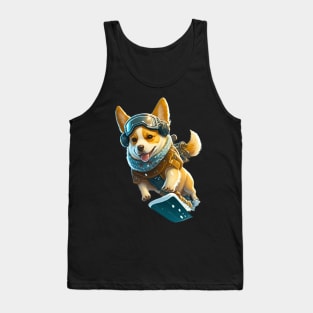 Cat on a Snowboard Tank Top